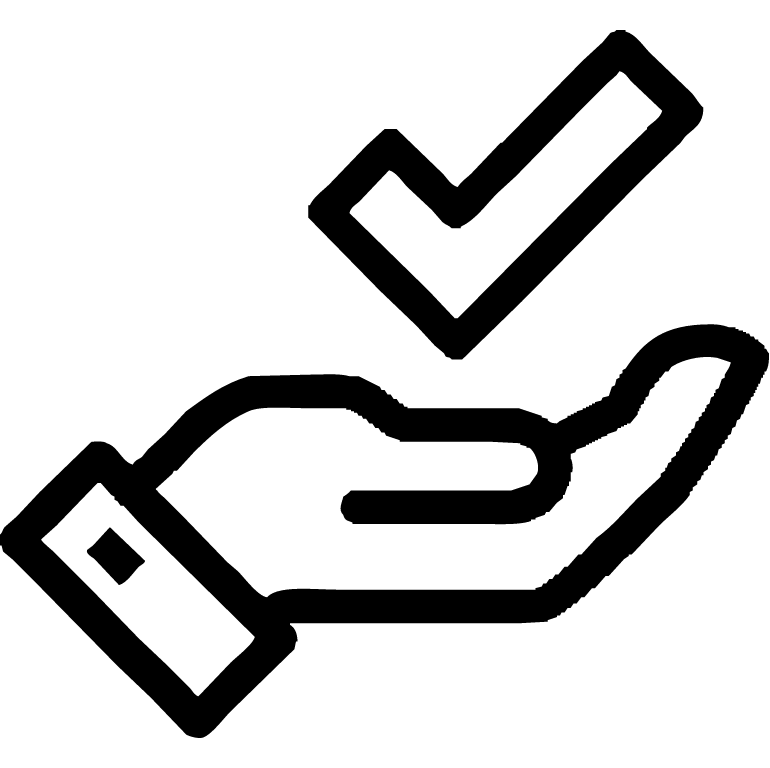 ikona checkbox nad dłonią